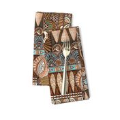 Tribal Seashells Mudcloth // Hawaiian Tapa (dark oak) 18"