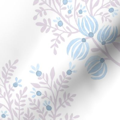 Cornflower blue Lilac On white EMMA FLORAL TOSS