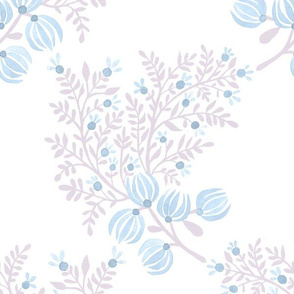 Cornflower blue Lilac On white EMMA FLORAL TOSS
