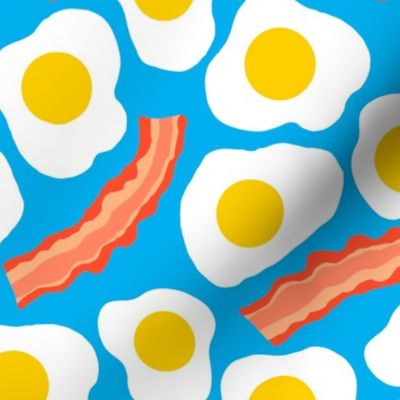 Eggs and Bacon on Blue