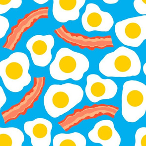 Eggs and Bacon on Blue