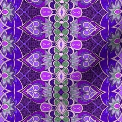 Victorian Violets Vertical Garden Stripe in violet