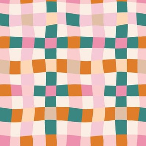 wavy check orange and pink small scale