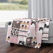 Farm//Hereford//Love you till the cows come home//Pink & Brown - Wholecloth Cheater Quilt