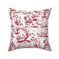 Small Dog Park Toile, Red on White