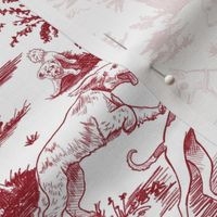 Small Dog Park Toile, Red on White