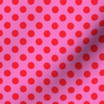 Red Polka Dots on Pink