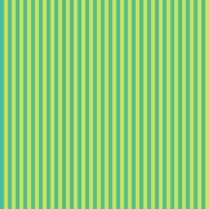 Teal Stripes on Chartreuse Lemon Green