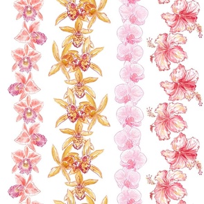 Tropical Orchid & Hibiscus Lei 18"