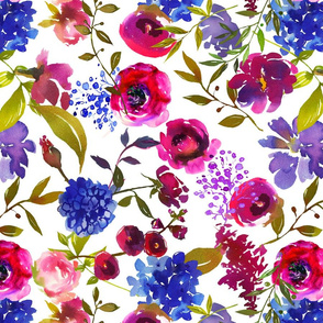 Fuchsia and Blue Floral