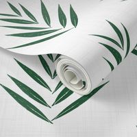 leaves - dark emerald green leaves on white - botanical fabric