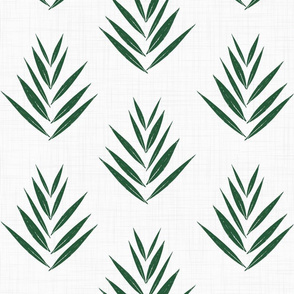 leaves - dark emerald green leaves on white - botanical fabric