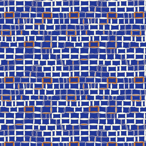 Vine Grid Dk. Blue/Orange