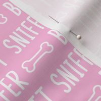 Butt Sniffer - white on light pink- extra small scale