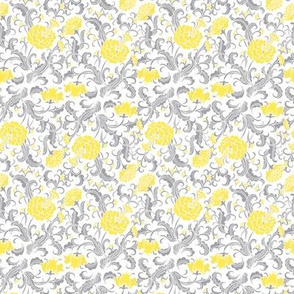 Floral yellow&gray