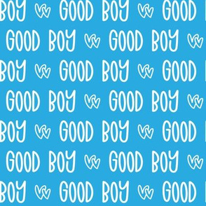 Good Boy - white on sea blue- extra small scale