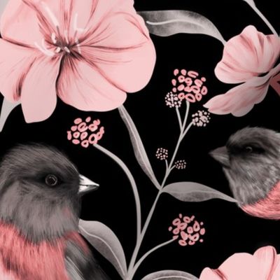 Pink Birds & Flowers
