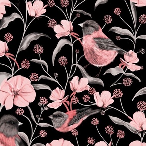 Pink Birds & Flowers