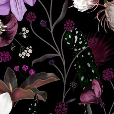 Midnight Dark Botanical Dream Purple M
