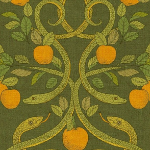 Serpents and Apples {Green/Gold} large