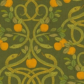 Serpents and Apples {Green/Gold} medium