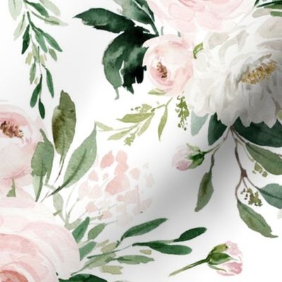 karolina rose floral - baby pink - Spoonflower