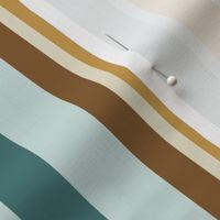 Shell Reef Stripes- Vertical- Gold Honey Isabelline Teal Aqua Pale Turquoise- Large Scale 