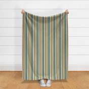 Shell Reef Stripes- Vertical- Gold Honey Isabelline Teal Aqua Pale Turquoise- Large Scale 
