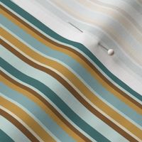 Shell Reef Stripes- Vertical- Gold Honey Isabelline Teal Aqua Pale Turquoise- Small Scale 