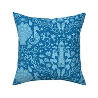 summer beach damask cornflower blue