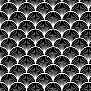 Minimalistic Art Deco Fan Pattern Black And White Smaller Scale