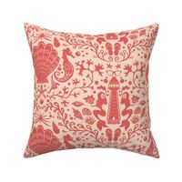 summer beach damask coral red