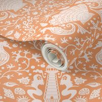 summer beach damask papaya large