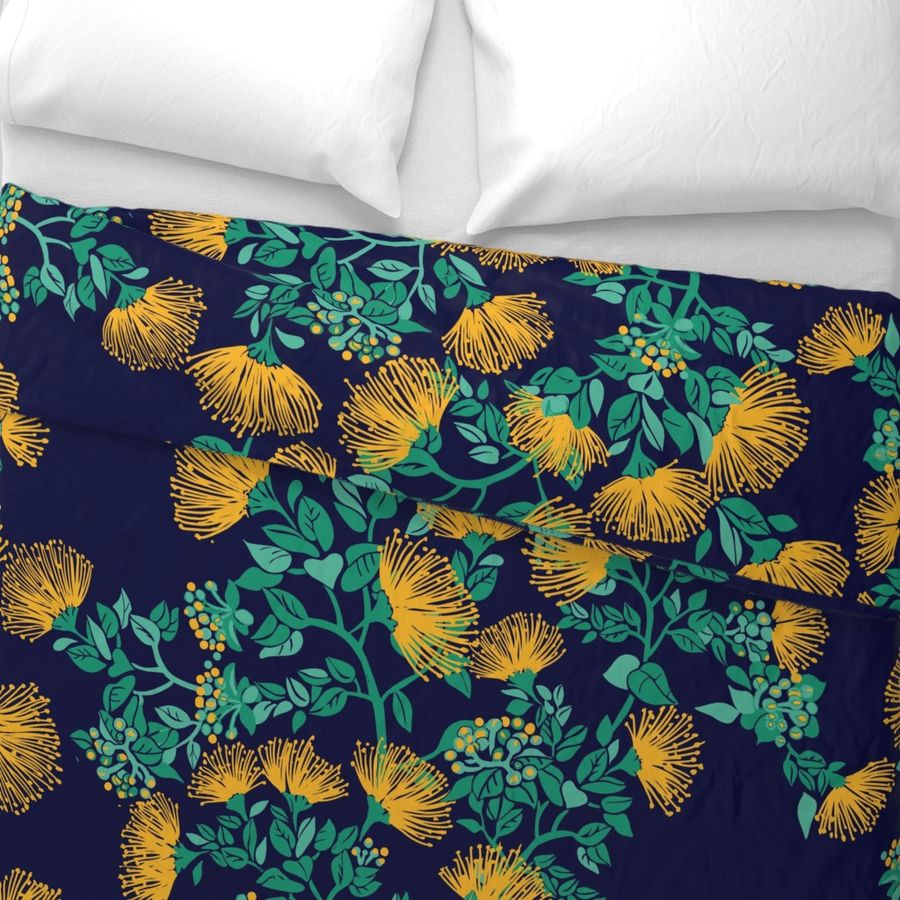 Large 'Ohi'a Lehua Blossom mamo-navy