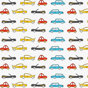 White Fabric with Multicoloured Cars Design