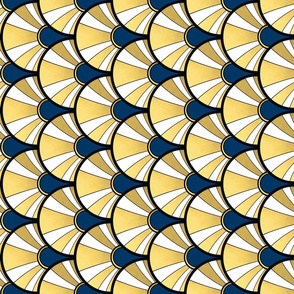 Rotated Navy and Gold Flow Art Deco  Fan