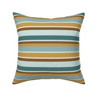 Shell Reef Stripes- Horizontal- Gold Honey Isabelline Teal Aqua Pale Turquoise- Large Scale 