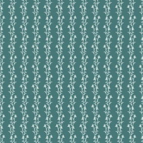 Seaweed Nouveau- Vines- Aqua on Teal- Small Scale