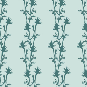 Seaweed Nouveau- Vines- Teal on Aqua- Large Scale