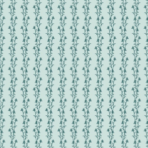 Seaweed Nouveau- Vines- Teal on Aqua- Small Scale