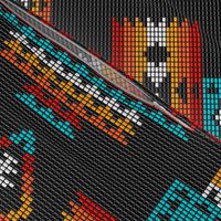 Native American tribal Aztec beads kilim black large