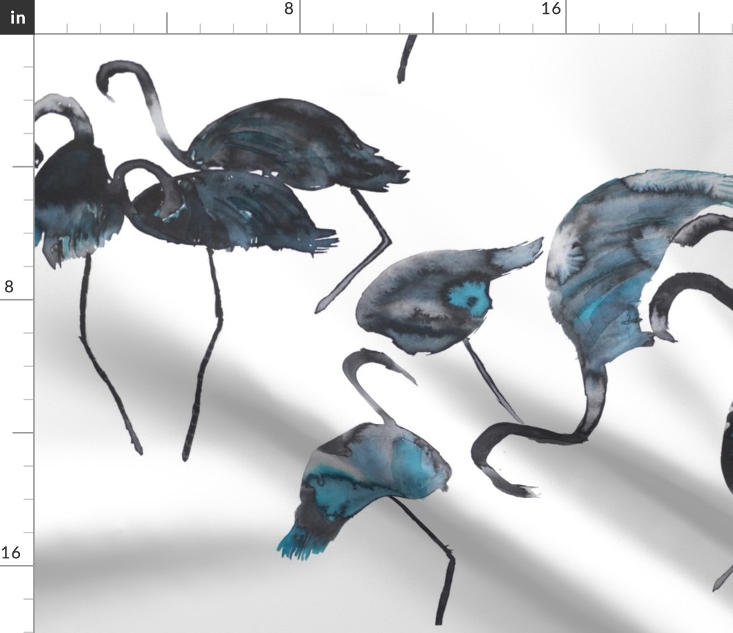 blue flamingos without background