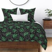 Tropical monstera leaves jungle garden boho summer nursery black white green JUMBO