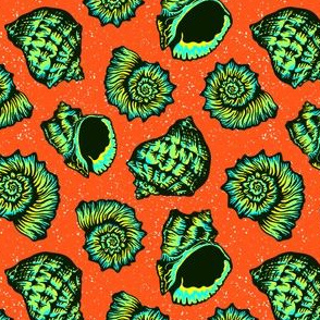 Colorful Seashells (Lime Green and Orange Palette) – Small Scale