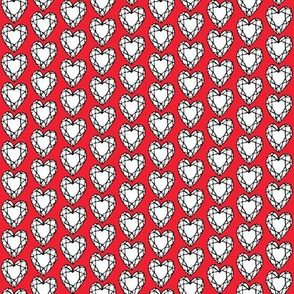heart diamonds geometry sketch doodles, hand drawn crystals, red,  white