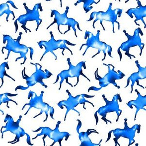 Watercolor Dressage Horses (Blue) – Small Scale