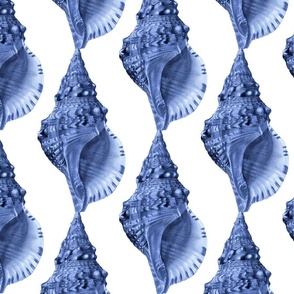 Nostalgic Seashell Pattern Blue White