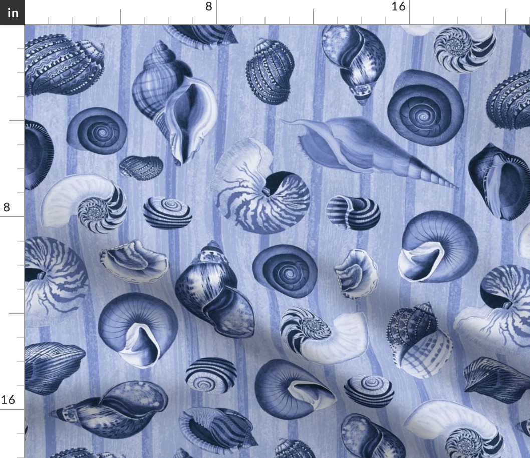 Nostalgic Seashell And Stripes Pattern Navy Blue