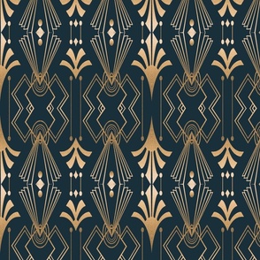 Elegant Green Gold Art Deco Retro Design 