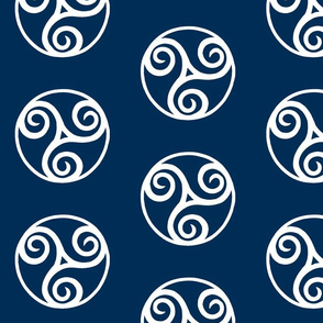 Celtic Wind Symbols - Navy & White Large Scale
